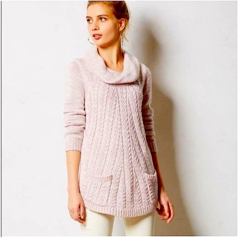 Anthropologie Guinevere Cowl Neck Turtleneck Tunic Sweater Wool Blend Small *T